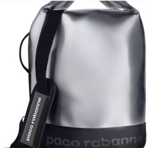 Paco Rabanne Metallic Silver and Black Shoulder Backpack